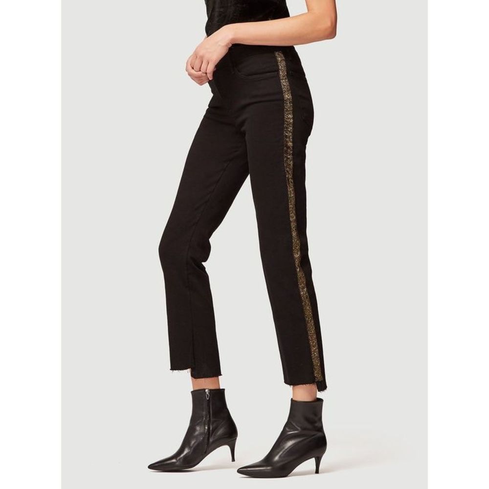 FRAME Le High Straight Velvet Jeans Black Sz 24